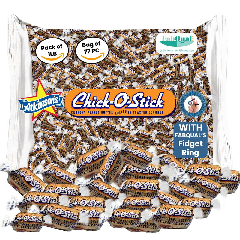 FabQual's Bundle - Atkinson Candy 1LB Chick O Sticks Candy full size pack Chico Sticks candy bulk Large 90s Candy Old Fashion Candy chickostick candy atkinson peanut butter candy bars with Ring