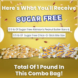 FabQual's Sugar Free 1LB Combo (64 Count) - Atkinson Sugar Free Peanut Butter Bars 0.5LB + Sugar Free Chick O Sticks Candy 0.5LB I Sugar Free Chico Sticks Candy Bulk Sugar Free Peanut Butter Candy