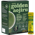 The Golden Aojiru - Young Barley Green Grass Juice Powder with Rich Dietary Fiber, No Addtives 100% Japanese Grown - Ready-to-Use 0.1 oz. (3g) Individual Packet × 46pcs Nihon Yakken