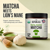 La Republica Lion's Mane Organic Mushroom Matcha Powder - 60 Servings Full Fruiting-Body Lion’s Mane — Dual-extracted Lion’s Mane from full fruiting bodies with no fillers.