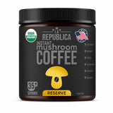 La Republica Elite Organic Instant Mushroom Coffee - 35 Servings - 50% More Mushrooms + L-Theanine — Premium Elite blend with 7 dual-extracted, full-fruiting-body mushrooms
