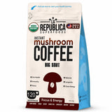 La Republica Big Shot Instant Organic Mushroom Coffee, 120 Servings - 7 Mushroom Superfood Blend — Organic Arabica instant coffee with Lion’s Mane, Reishi, Chaga, Cordyceps and more