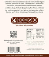 La Republica Big Shot Instant Organic Mushroom Coffee, 120 Servings - 7 Mushroom Superfood Blend — Organic Arabica instant coffee with Lion’s Mane, Reishi, Chaga, Cordyceps and more