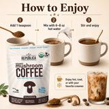 La Republica Organic Instant Mushroom Coffee, 100% Arabica - 35 Servings 100% Arabica Instant Coffee blended with Lion's Mane, Chaga, Reishi, Cordyceps & Turkey Tail