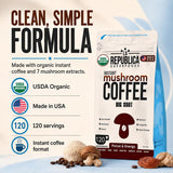 La Republica Big Shot Instant Organic Mushroom Coffee, 120 Servings - 7 Mushroom Superfood Blend — Organic Arabica instant coffee with Lion’s Mane, Reishi, Chaga, Cordyceps and more