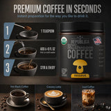 La Republica Elite Organic Instant Mushroom Coffee - 35 Servings - 50% More Mushrooms + L-Theanine — Premium Elite blend with 7 dual-extracted, full-fruiting-body mushrooms