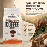 La Republica Big Shot Organic Decaf Mushroom Coffee - 120 Servings - 7 Mushroom Decaf Blend — Organic decaf coffee combined with Lion’s Mane, Chaga, Reishi, Cordyceps and more