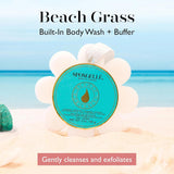 Spongellé Beach Grass Wild Flower Bath Sponge | Built-in Body Wash & Body Scrubber, Shower Loofah Sponge for Women | 14+ uses
