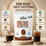 La Republica Organic Decaf Instant Coffee, Colombian Roast - 35 Servings Colombian Arabica Decaf — Rich medium roast instant coffee with smooth toasted caramel notes and a satisfying finish