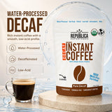 La Republica Organic Decaf Instant Coffee, Colombian Roast - 35 Servings Colombian Arabica Decaf — Rich medium roast instant coffee with smooth toasted caramel notes and a satisfying finish
