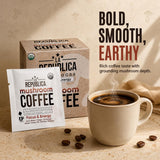 La Republica Organic Instant Mushroom Coffee, 10 Single-Serve Packs - 7 Organic Mushroom Blend — Reishi, Lion’s Mane, Chaga, Cordyceps, Turkey Tail, Shiitake & Maitake with organic coffee