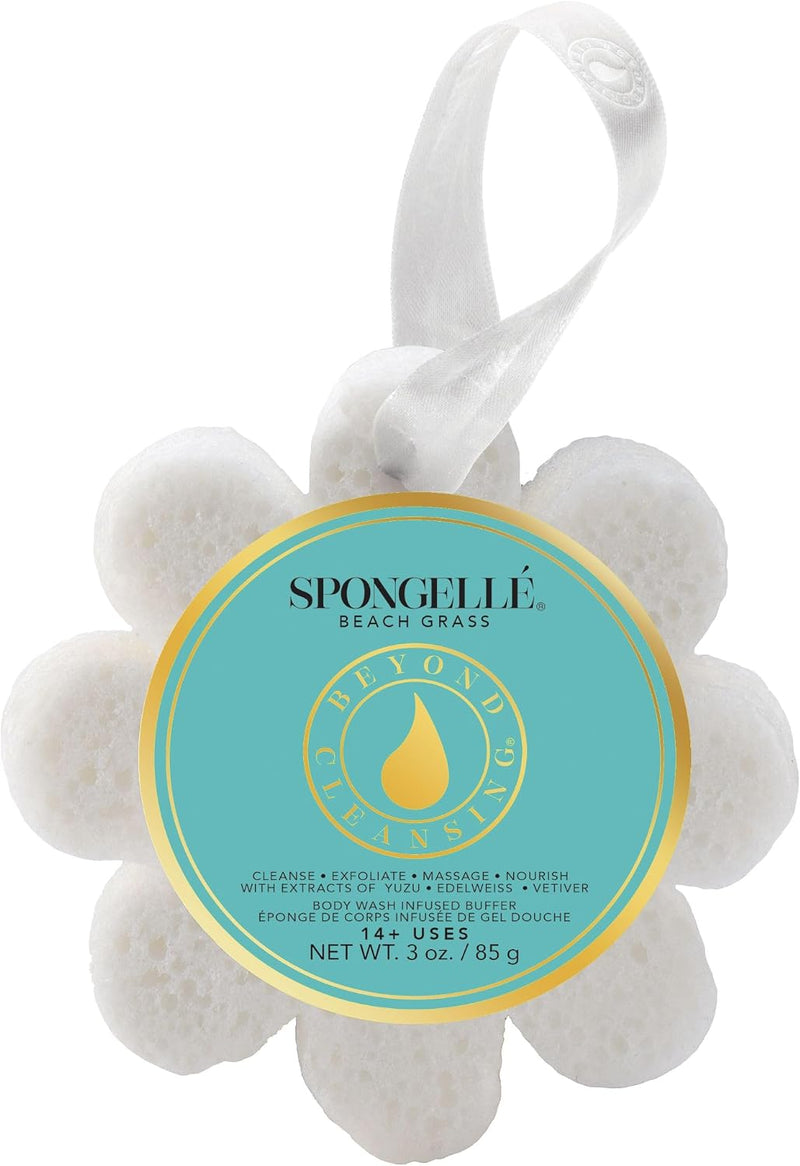 Spongellé Beach Grass Wild Flower Bath Sponge | Built-in Body Wash & Body Scrubber, Shower Loofah Sponge for Women | 14+ uses