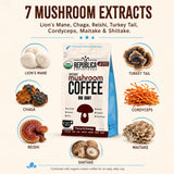 La Republica Big Shot Instant Organic Mushroom Coffee, 120 Servings - 7 Mushroom Superfood Blend — Organic Arabica instant coffee with Lion’s Mane, Reishi, Chaga, Cordyceps and more