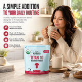 La Republica Titan10 Organic Mushroom Powder 3oz for Focus, Immunity, Energy, Gut Health, and Skin (85 Servings)