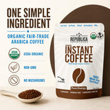 La Republica Organic Instant Coffee, Medium Roast Arabica - 35 Servings USDA Organic Arabica Coffee — Premium organic instant coffee made from carefully selected Arabica beans.