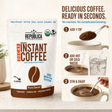 La Republica Organic Decaf Instant Coffee, Colombian Roast - 35 Servings Colombian Arabica Decaf — Rich medium roast instant coffee with smooth toasted caramel notes and a satisfying finish