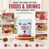 La Republica Titan10 Organic Mushroom Powder 3oz for Focus, Immunity, Energy, Gut Health, and Skin (85 Servings)