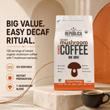 La Republica Big Shot Organic Decaf Mushroom Coffee - 120 Servings - 7 Mushroom Decaf Blend — Organic decaf coffee combined with Lion’s Mane, Chaga, Reishi, Cordyceps and more