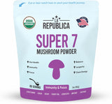 La Republica USDA Organic Super 7 Mushroom Powder - 7 Mushroom Extract Blend — Reishi, Chaga, Lion’s Mane, Turkey Tail, Shiitake, Cordyceps & Maitake in one powder