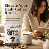 La Republica Organic Instant Mushroom Coffee, 100% Arabica - 35 Servings 100% Arabica Instant Coffee blended with Lion's Mane, Chaga, Reishi, Cordyceps & Turkey Tail