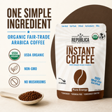 La Republica Organic Instant Coffee, Medium Roast Arabica - 35 Servings USDA Organic Arabica Coffee — Premium organic instant coffee made from carefully selected Arabica beans.