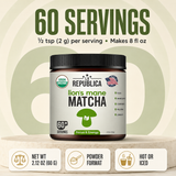 La Republica Lion's Mane Organic Mushroom Matcha Powder - 60 Servings Full Fruiting-Body Lion’s Mane — Dual-extracted Lion’s Mane from full fruiting bodies with no fillers.