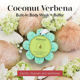 Spongellé Coconut Verbena Wild Flower Bath Sponge | Built-in Body Wash & Body Scrubber, Shower Loofah Sponge for Women | 14+ uses