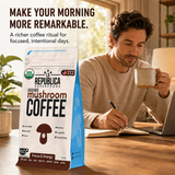 La Republica Organic Ground Mushroom Coffee, Medium Roast - 60 Servings 7 Mushroom Superfood Blend — Organic Arabica coffee blended with Lion’s Mane, Chaga, Reishi, Cordyceps & more.