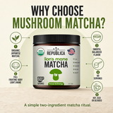 La Republica Lion's Mane Organic Mushroom Matcha Powder - 60 Servings Full Fruiting-Body Lion’s Mane — Dual-extracted Lion’s Mane from full fruiting bodies with no fillers.