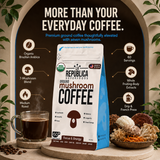 La Republica Organic Ground Mushroom Coffee, Medium Roast - 60 Servings 7 Mushroom Superfood Blend — Organic Arabica coffee blended with Lion’s Mane, Chaga, Reishi, Cordyceps & more.