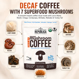La Republica Decaf Organic Mushroom Coffee With 7 Mushrooms - 35 Servings Made with 7 Mushroom Fruiting Body Extracts