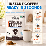 La Republica Decaf Organic Mushroom Coffee With 7 Mushrooms - 35 Servings Made with 7 Mushroom Fruiting Body Extracts