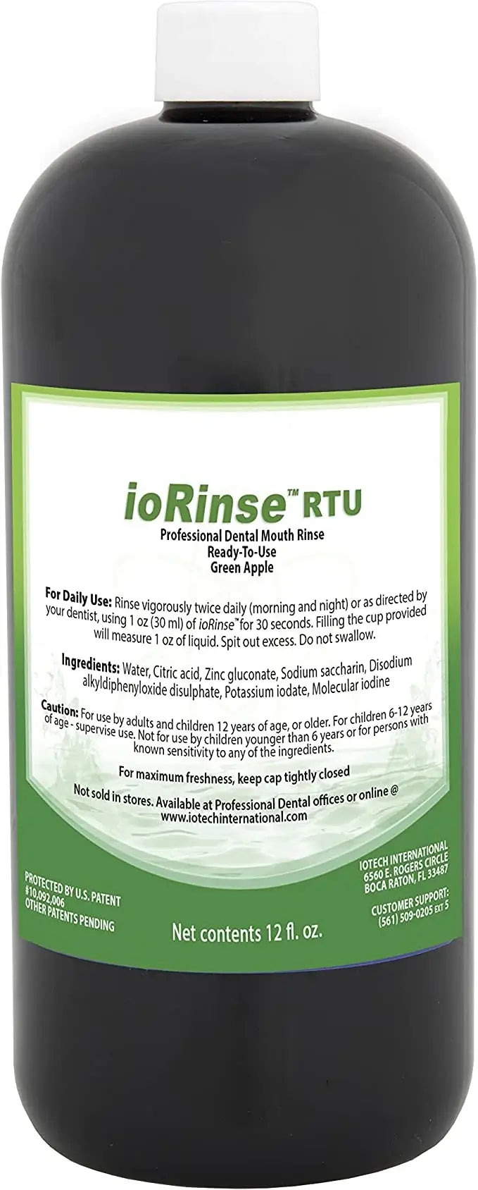 Iotech ioRinse Mouthwash - Get A Natural Clean - Alcohol Free, Fluoride Free - Superior Dental Cleaner for Teeth, Gums and Bad Breath - Green Apple (1 Liter Bottle)…