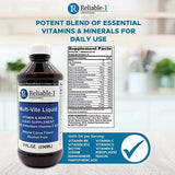 Multi-Vite Liquid Multivitamin for Adults by Reliable-1 Laboratories Liquid Vitamins Antioxidant Supplement for Immunity, Metabolism and Energy Support 8 FL.OZ.