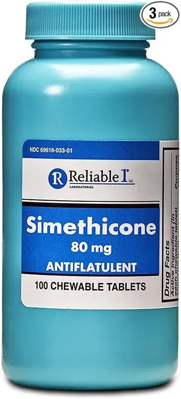 Reliable 1 Simethicone 80mg Anti-Gas 100 Peppermint Tablets (2 Bottles)…