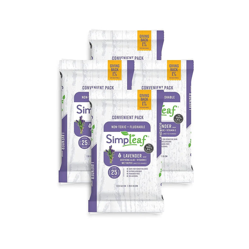 Simpleaf Flushable Wet Wipes | Eco- Friendly, Paraben & Alcohol Free | Hypoallergenic & Safe for Sensitive Skin | Soothing Aloe Vera Formula with Lavender Scent | (25-Count) 4 Pack…
